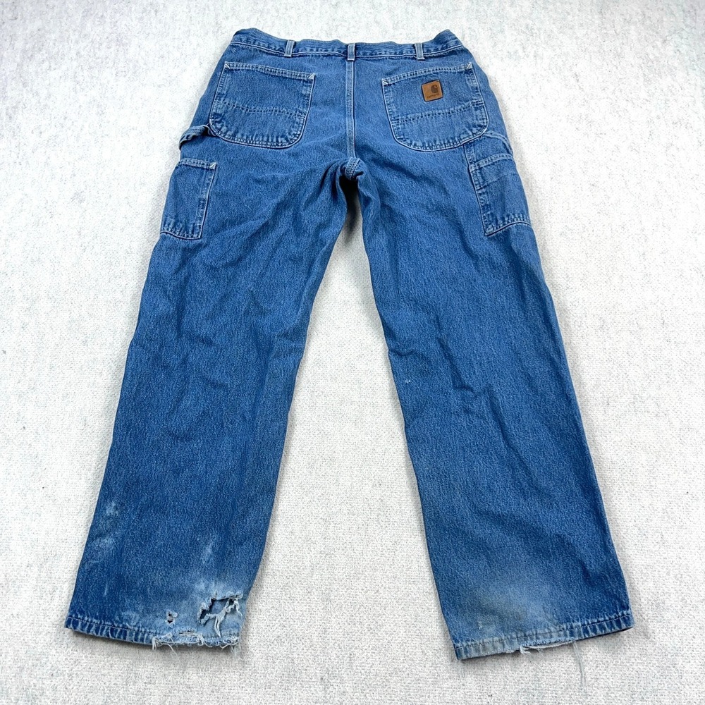 Carhartt Jeans Men 34x30 Carpenter Dungaree Fit Baggy VTG Y2K Distressed‎ Worn